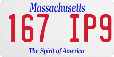 MA license plate 167IP9