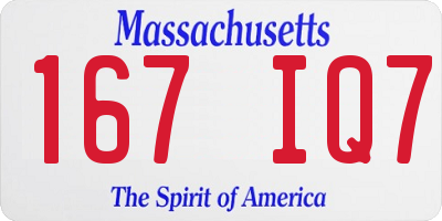 MA license plate 167IQ7