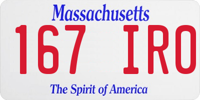 MA license plate 167IR0