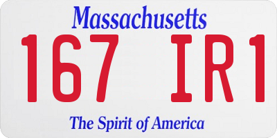 MA license plate 167IR1