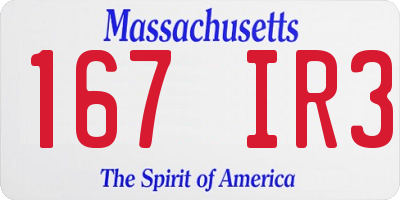 MA license plate 167IR3