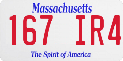 MA license plate 167IR4