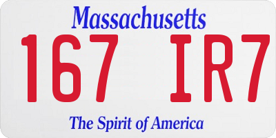 MA license plate 167IR7
