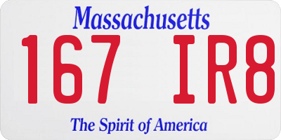 MA license plate 167IR8