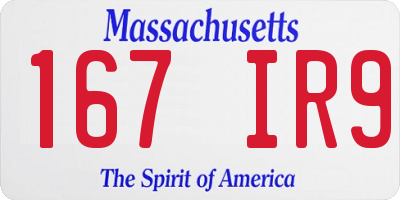 MA license plate 167IR9