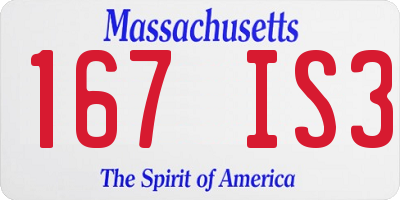 MA license plate 167IS3