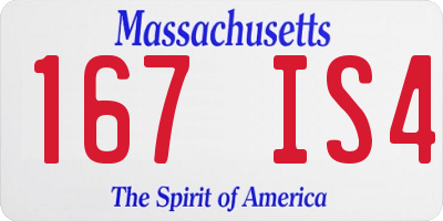 MA license plate 167IS4