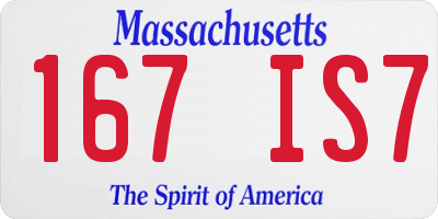 MA license plate 167IS7