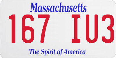 MA license plate 167IU3