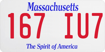 MA license plate 167IU7