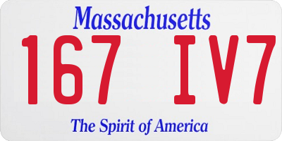 MA license plate 167IV7