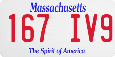 MA license plate 167IV9
