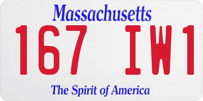 MA license plate 167IW1