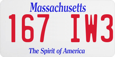 MA license plate 167IW3