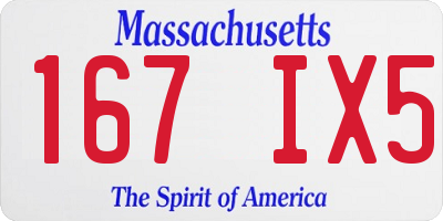 MA license plate 167IX5