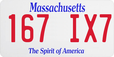 MA license plate 167IX7