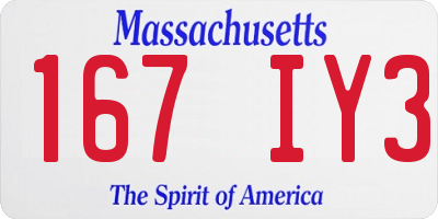 MA license plate 167IY3