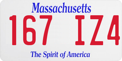 MA license plate 167IZ4