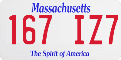 MA license plate 167IZ7