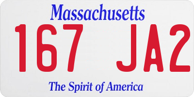 MA license plate 167JA2