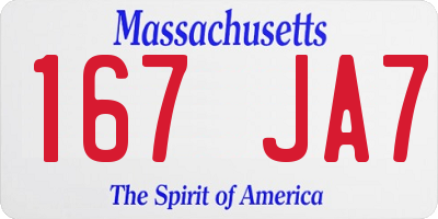 MA license plate 167JA7