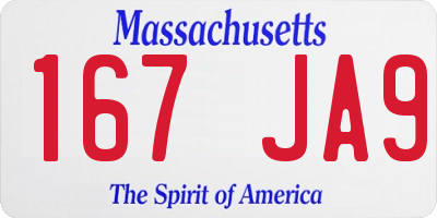 MA license plate 167JA9