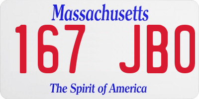 MA license plate 167JB0