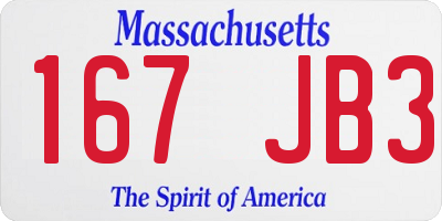 MA license plate 167JB3