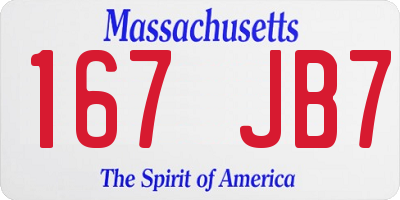 MA license plate 167JB7