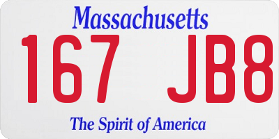 MA license plate 167JB8