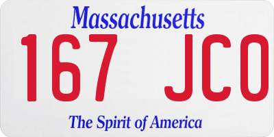 MA license plate 167JC0