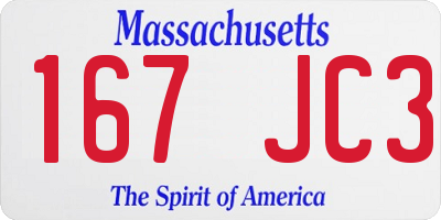 MA license plate 167JC3