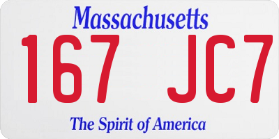 MA license plate 167JC7