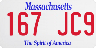 MA license plate 167JC9
