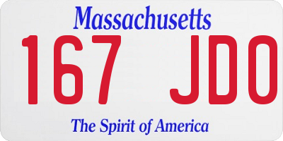 MA license plate 167JD0