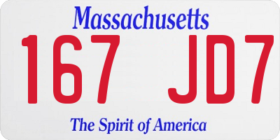 MA license plate 167JD7