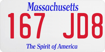 MA license plate 167JD8