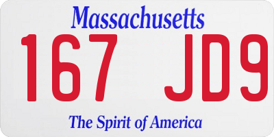 MA license plate 167JD9