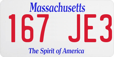 MA license plate 167JE3