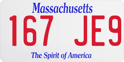 MA license plate 167JE9