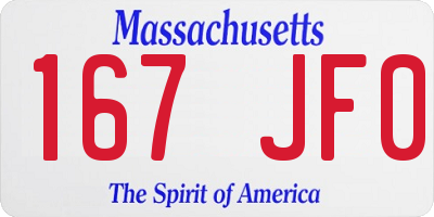 MA license plate 167JF0