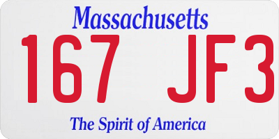 MA license plate 167JF3