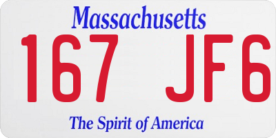MA license plate 167JF6