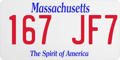 MA license plate 167JF7