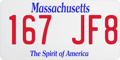 MA license plate 167JF8