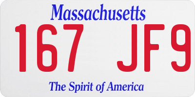 MA license plate 167JF9
