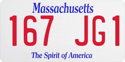 MA license plate 167JG1