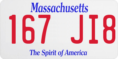 MA license plate 167JI8