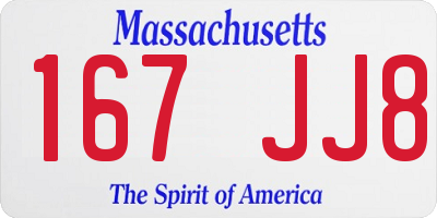 MA license plate 167JJ8