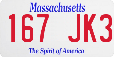 MA license plate 167JK3